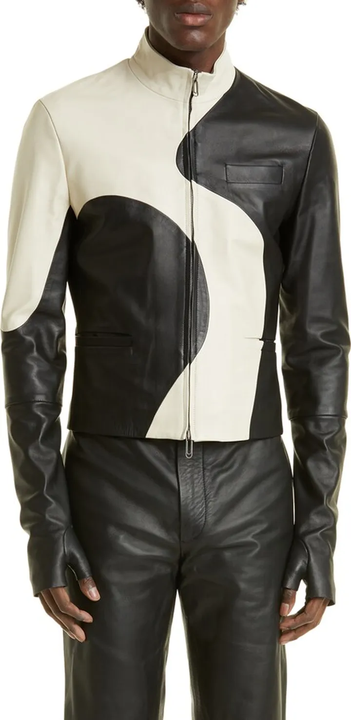 Colorblock Leather Jacket