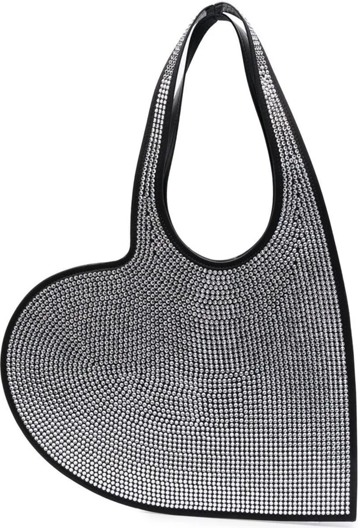 Crystal-embellished Mini Heart Tote Bag