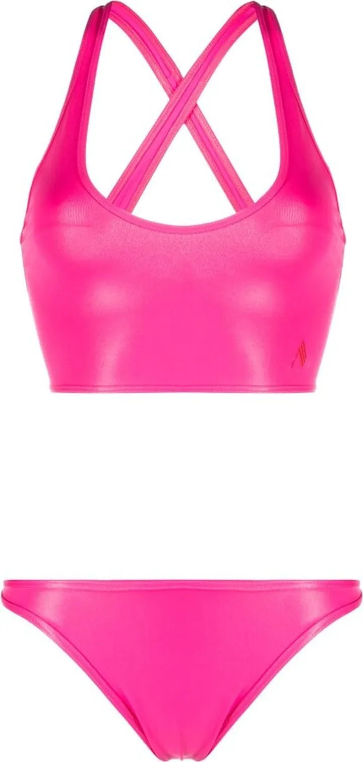 Logo-Embroidered Crossover-Strap Bikini