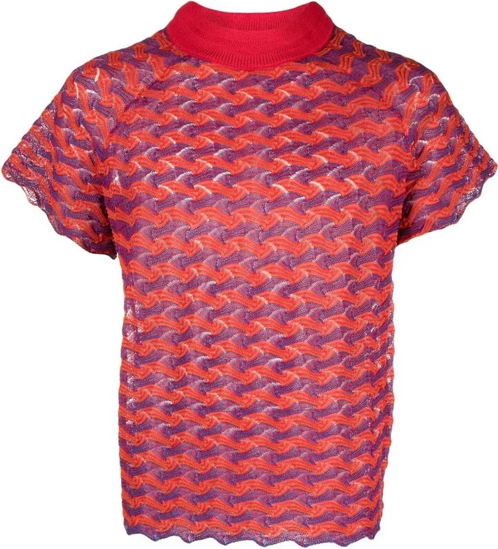Red Mickey Striped Knitted T-Shirt