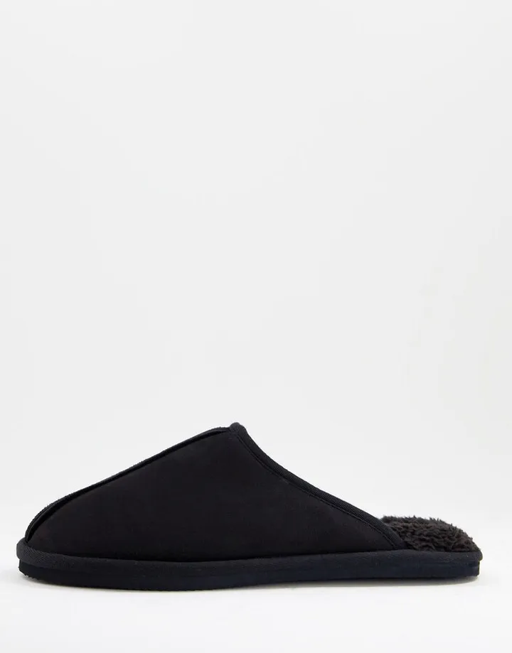 Jack & Jones faux-suede slippers in black