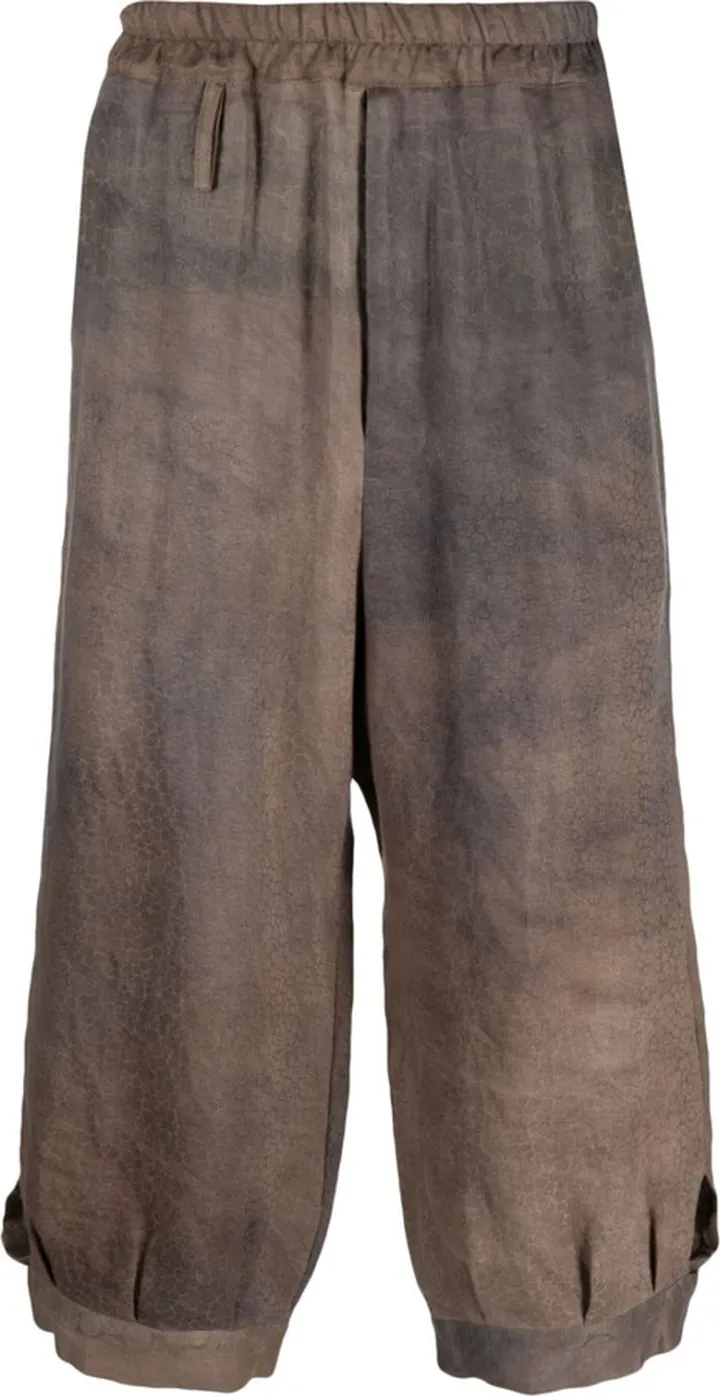 Elasticated-Waistband Wide-Leg Trousers