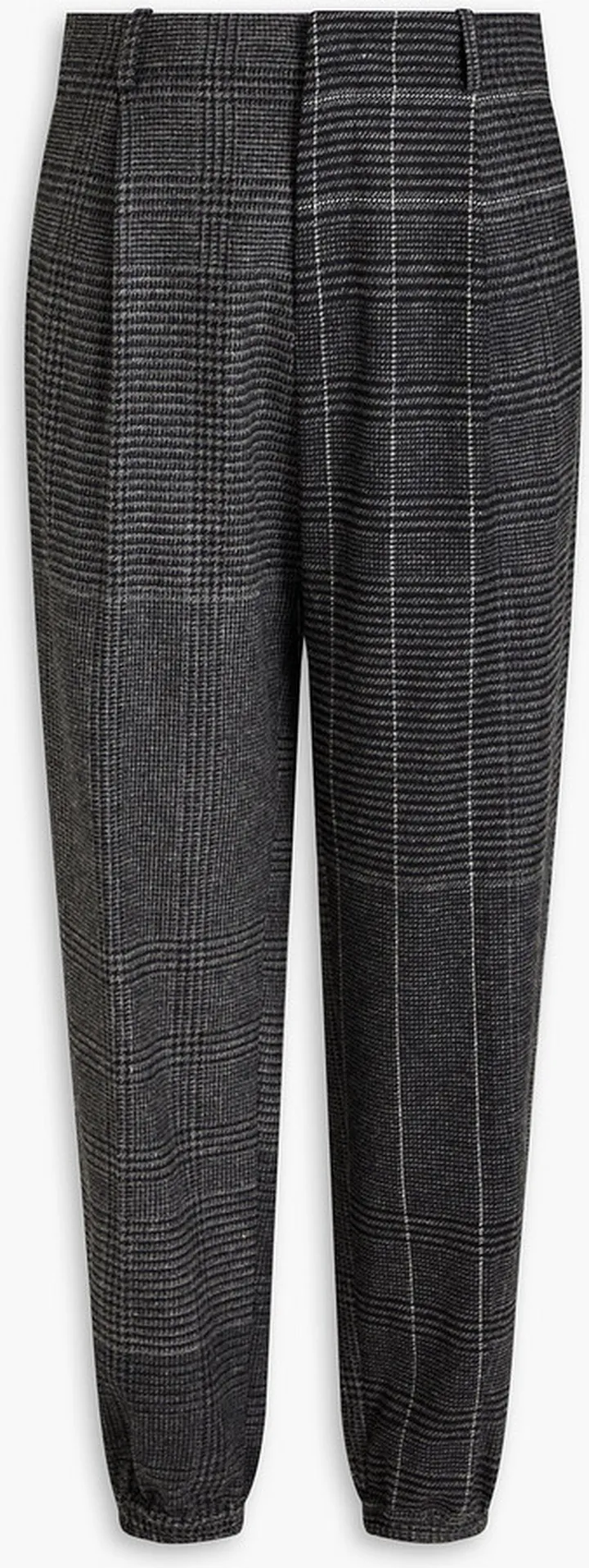 Tapered Prince of Wales checked wool pants