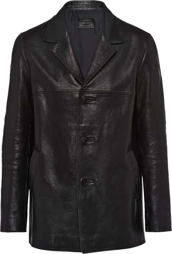 Single-Breasted Leather Coat