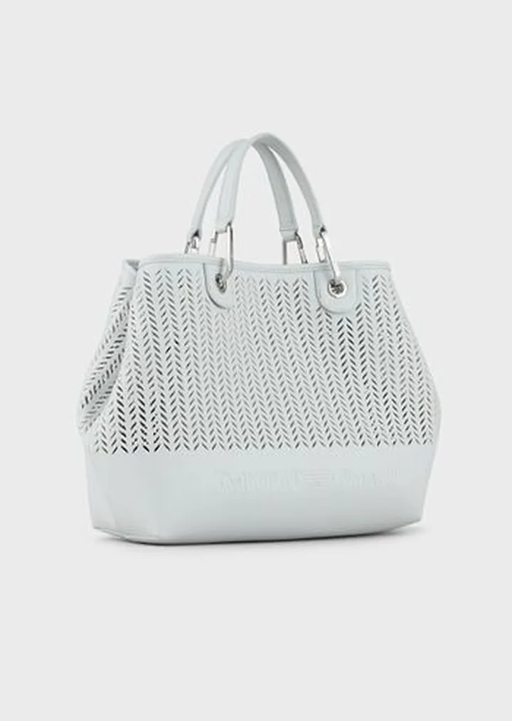 Armani Sustainability Values medium MyEA shopper bag with perforated chevron motif