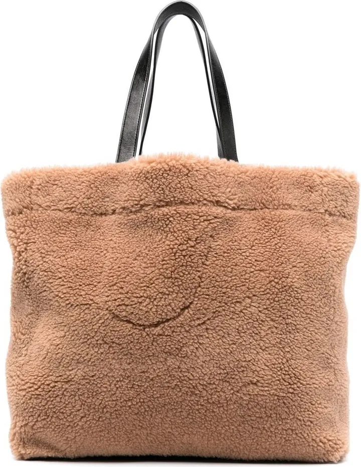 Faux-Shearling Design Tote Bag