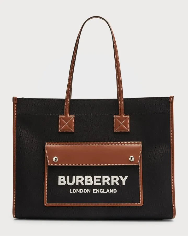 Freya Twill & Leather Tote Bag