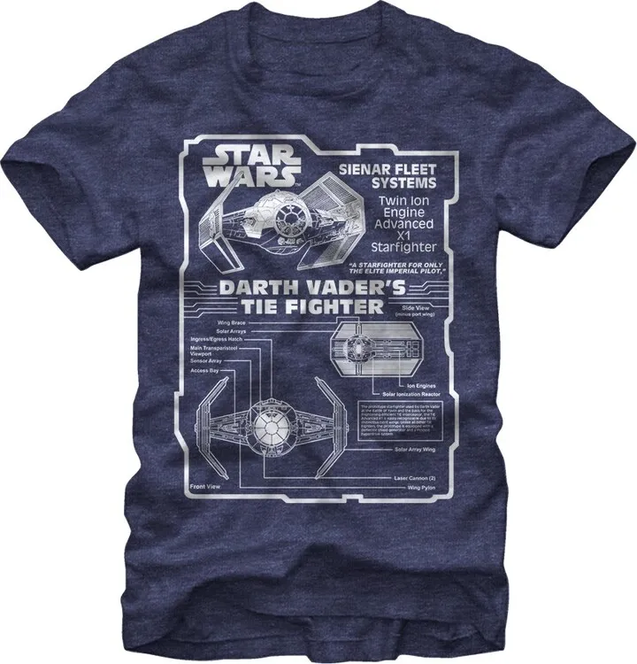 Men's Star Wars TIE Advanced T-Shirt - Navy Heather - Small
