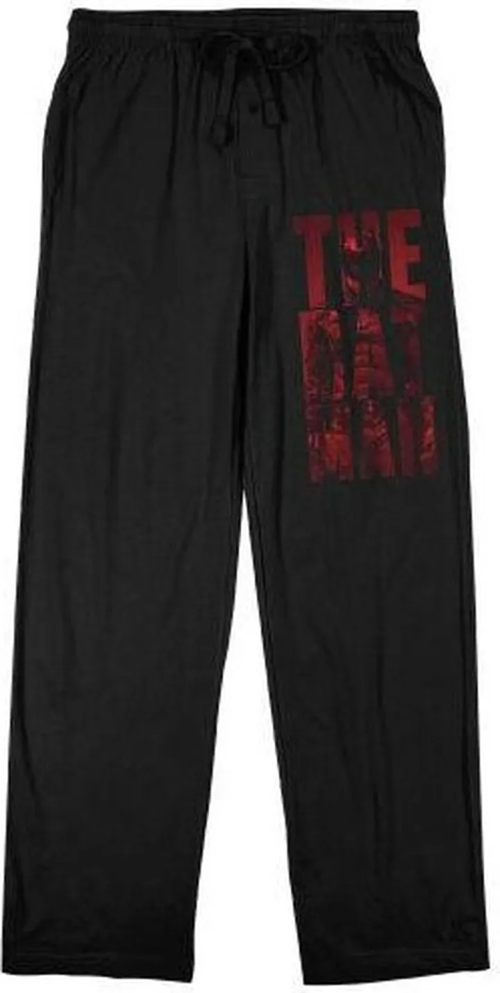 The Batman Movie Superhero In Red Letters Men’s Black Sleep Pajama Pants-3XL