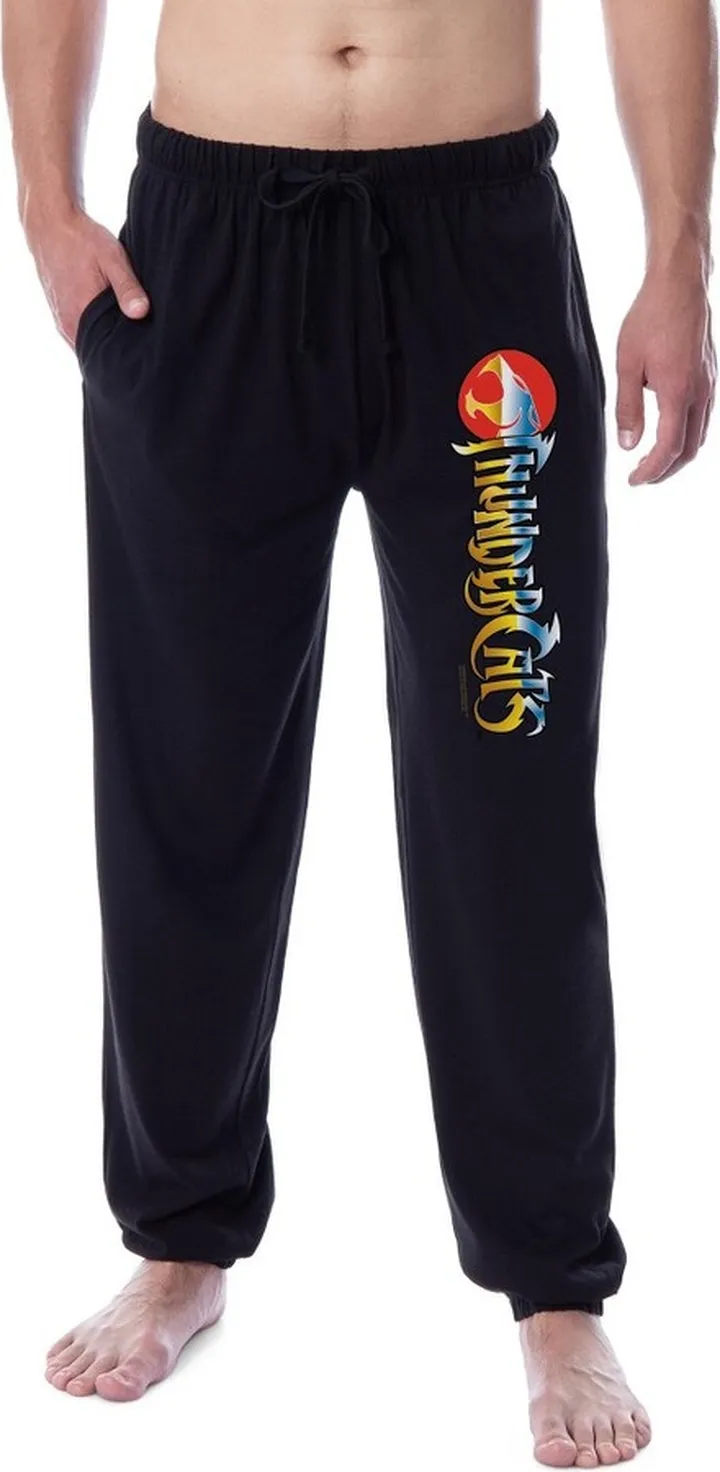 Thundercats Men's Classic Show Title Logo Sleep Jogger Pajama Pants (Medium) Black