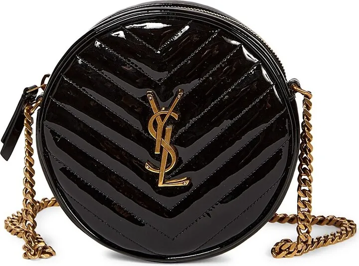 Jade Round Matelassé Patent Leather Camera Bag