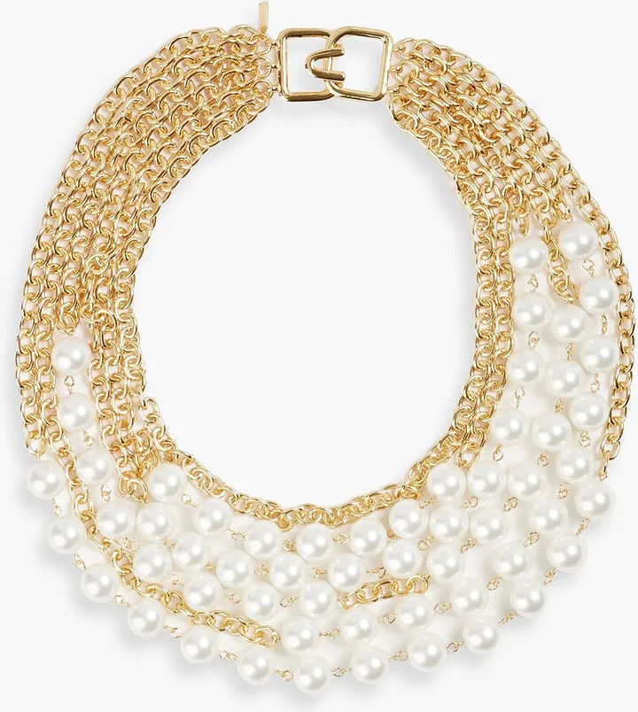 Gold-tone faux pearl choker
