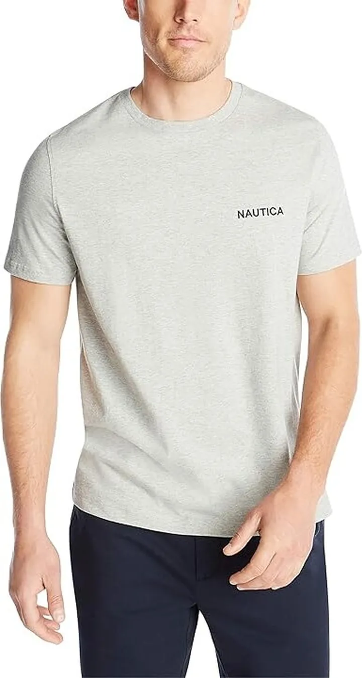 Nautica Men's Short Sleeve Solid Crew Neck T-Shirt (Grey Heather) Men's T Shirt