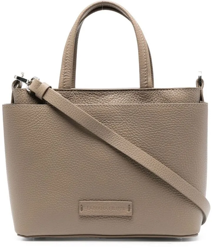 Logo-Patch Leather Tote Bag