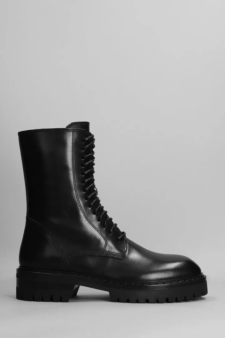 Combat Boots In Black Leather