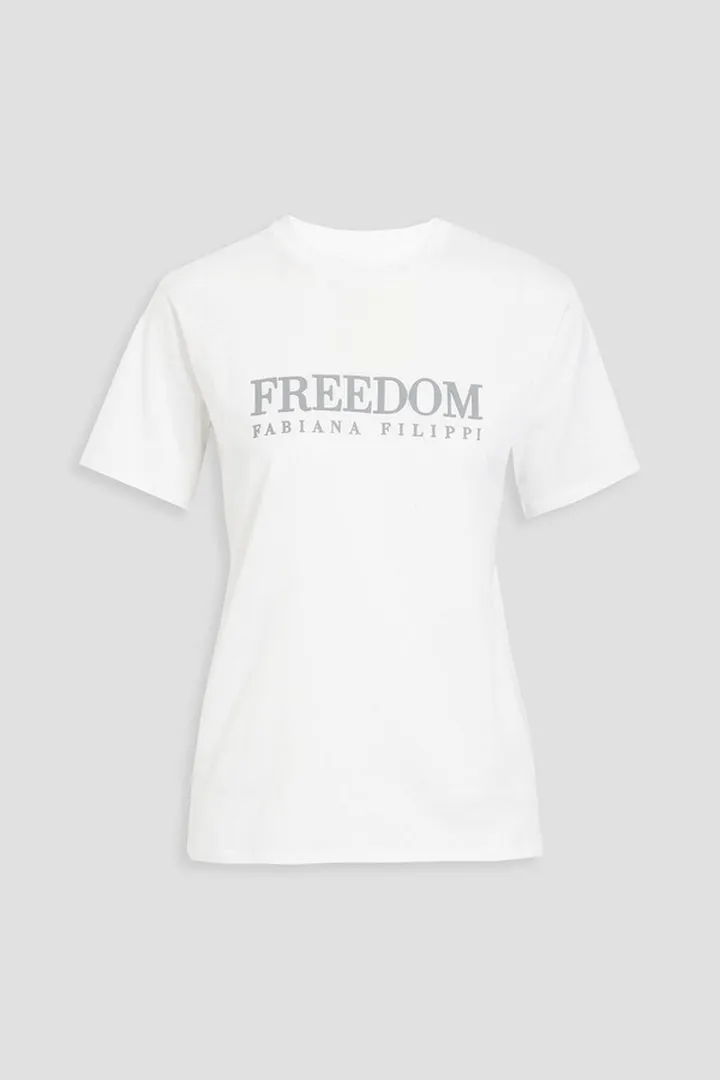 Appliquéd cotton-jersey T-shirt