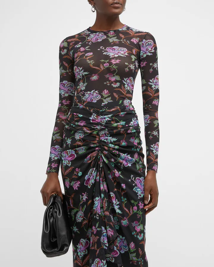Floral Printed Mesh Top