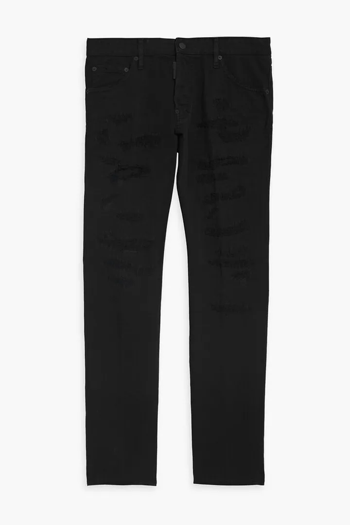 Skinny-fit distressed denim jeans