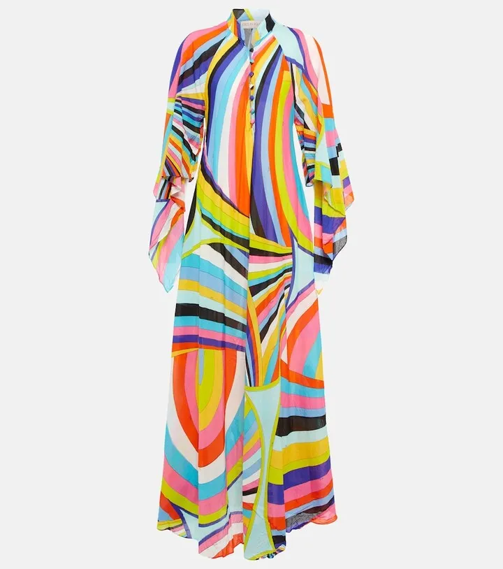 Printed cotton kaftan maxi dress