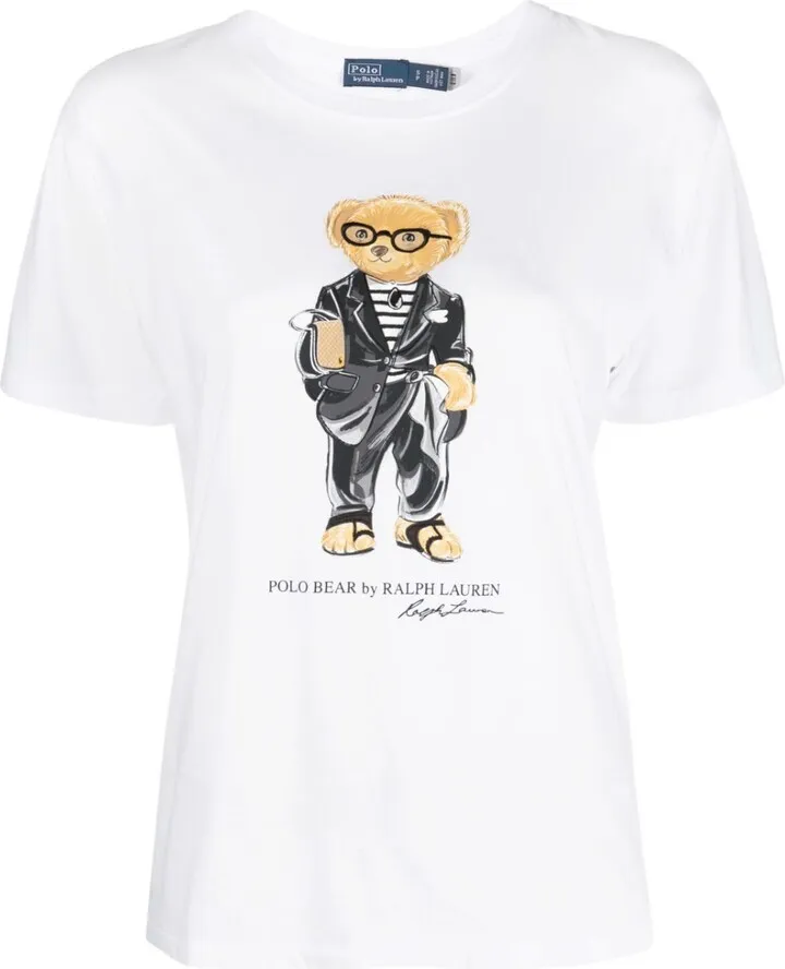 White Polo Bear PrintT-Shirt