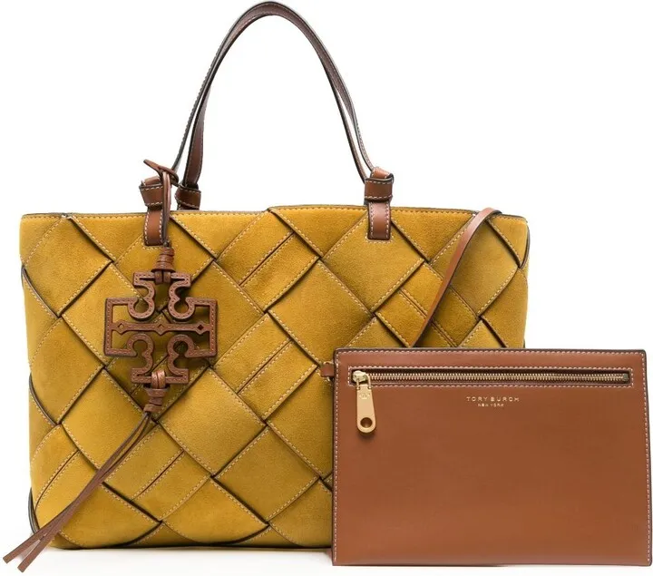 Yellow Miller Woven Suede Tote Bag