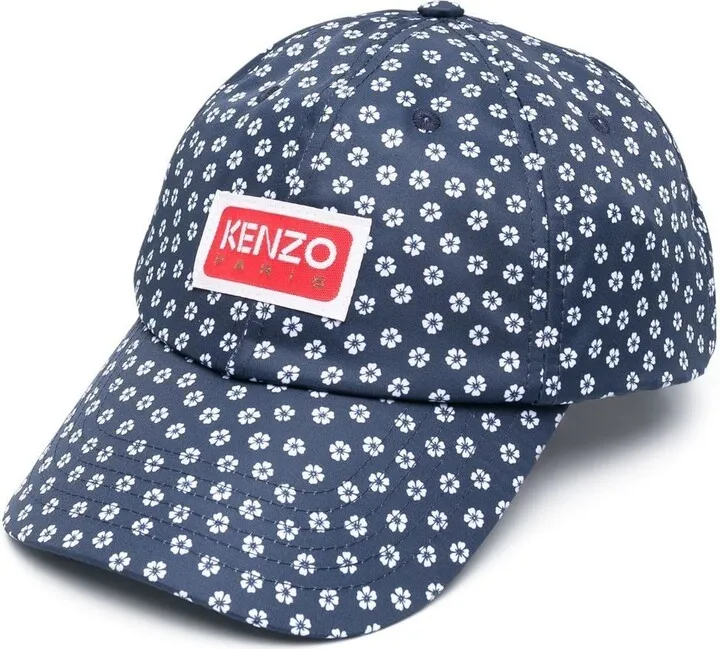 Blue Floral Print Baseball Cap