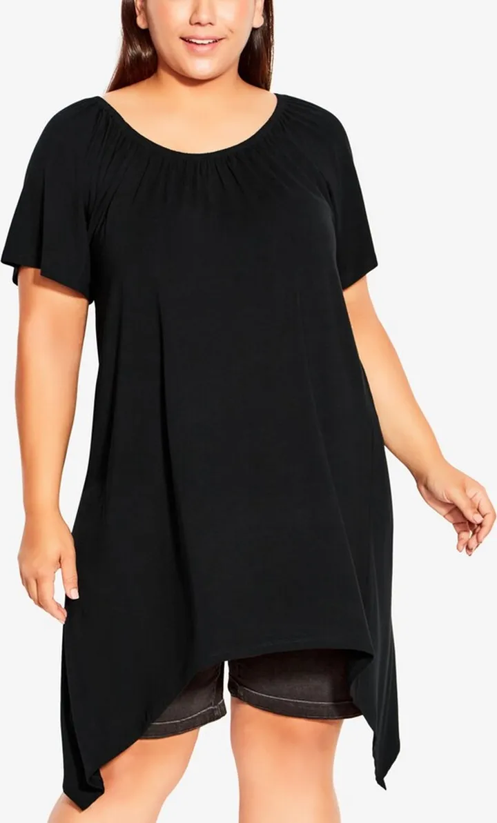 Avenue Plus Size Hanky Hem Plain Tunic