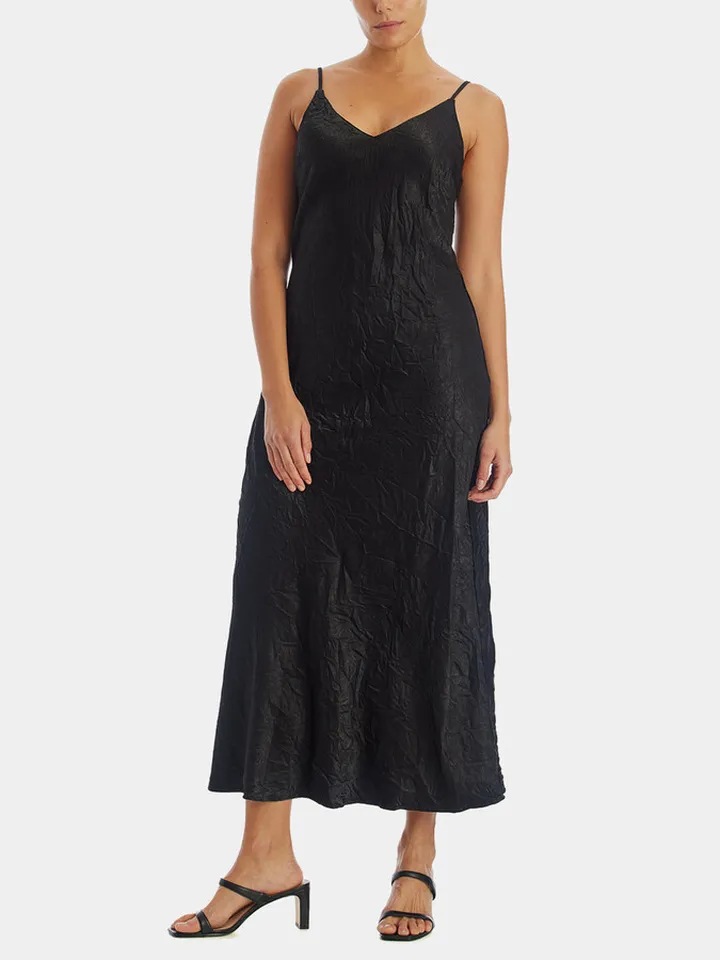 Crinkle Lace Back Slip Dress