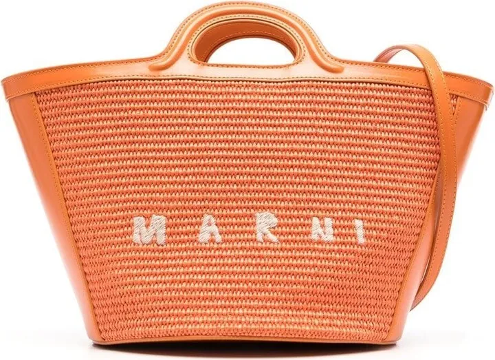 Logo-Embroidery Raffia Tote