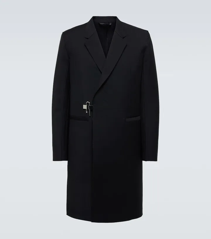 Wool and mohair coat with padlock closure