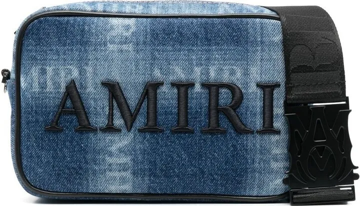 Embroidered Logo Denim Cross-Body Bag