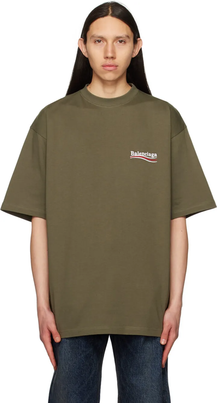 Balenciaga Khaki Political Campaign T-Shirt