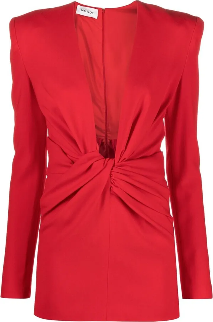 U-neck twist-detail minidress