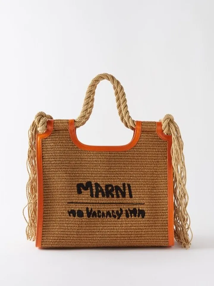 X No Vacancy Inn Fringed Faux Raffia Tote Bag