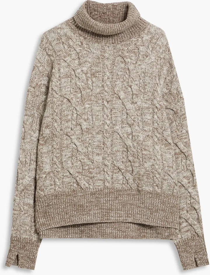 Nora cable-knit merino wool turtleneck sweater