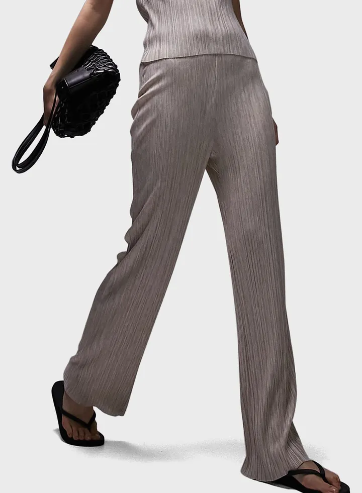 Wide Leg Plisse Pants