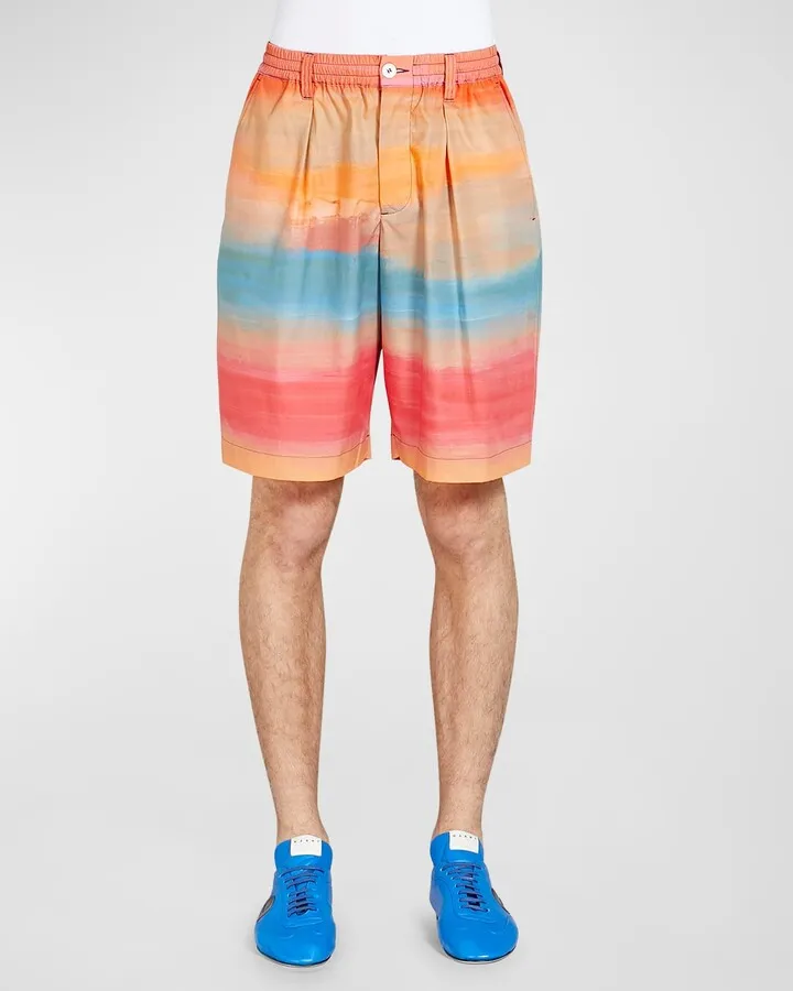 Men's Sunrise-Print Cotton Shorts