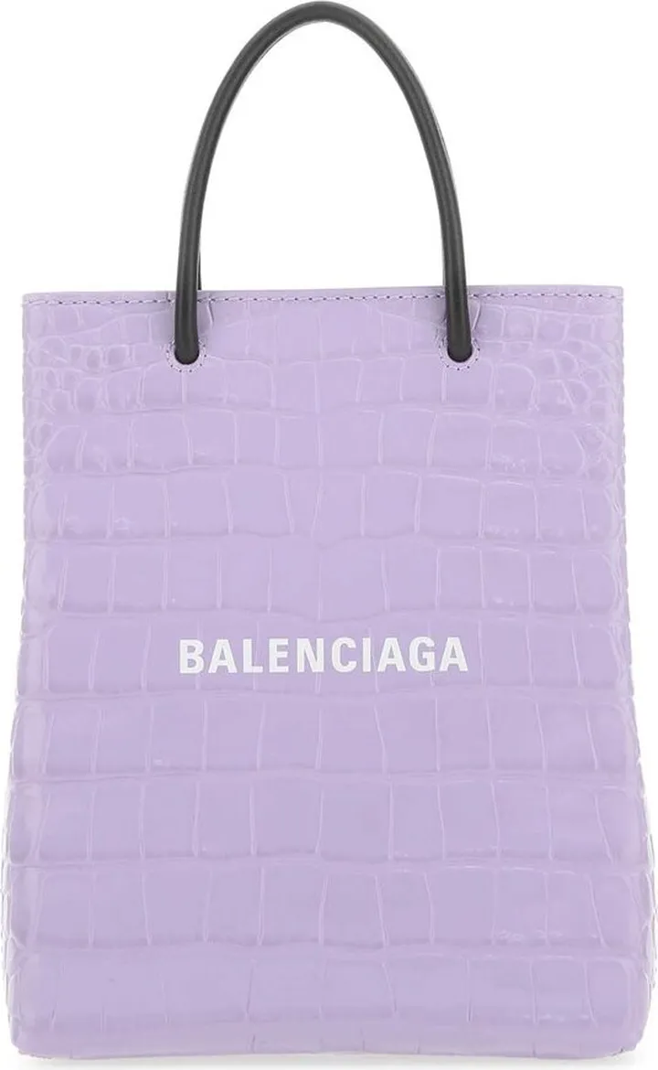 Balenciaga Logo Print Embossed Tote Bag
