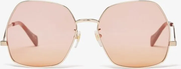 Oversized Hexagonal Metal Sunglasses