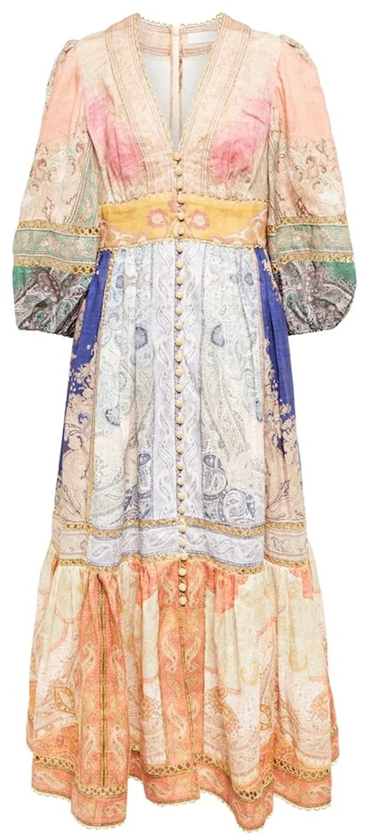 Anneke Lantern printed linen midi dress