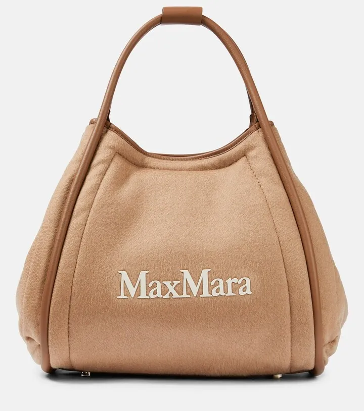 Marin leather-trimmed cashmere tote