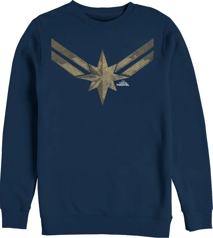 Men's Marvel Captain Marvel Vintage Star Costume Sweatshirt - Navy Blue - Medium