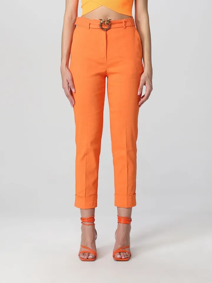 Pinko cropped pants in linen blend