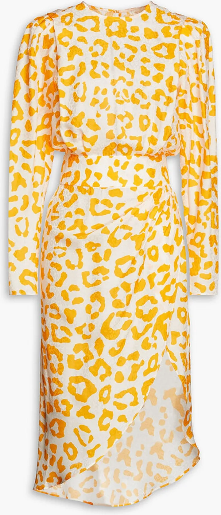 Mary asymmetric leopard-print satin-jacquard dress