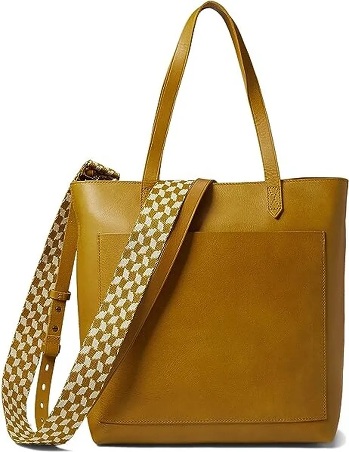 Madewell The Zip-Top Medium Transport Tote: Webbing Strap Edition (Bronzed Lichen) Handbags