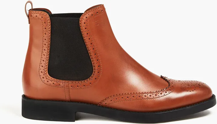 Perforated burnished leather Chelsea boots