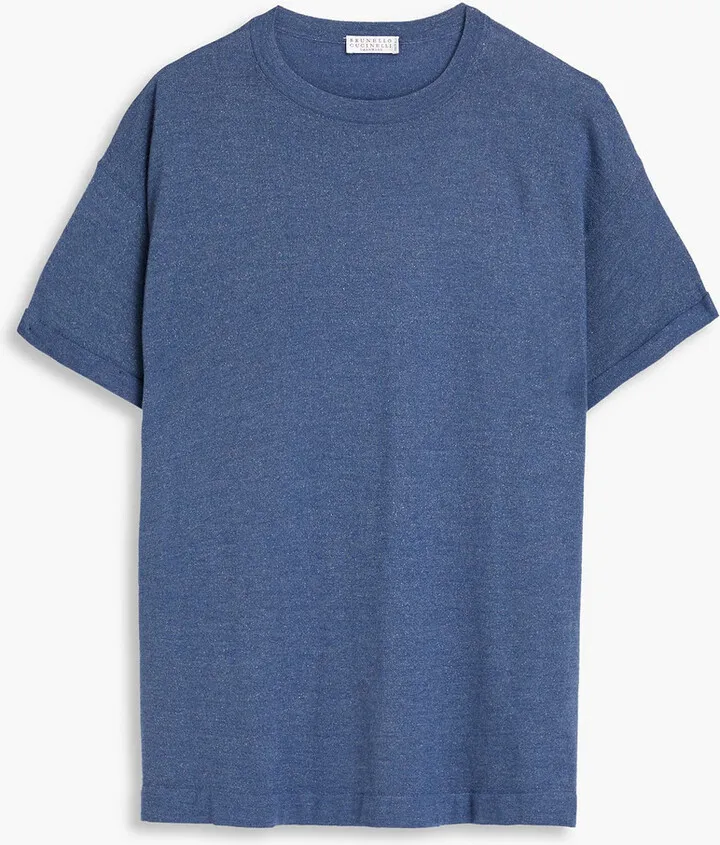 Metallic cashmere-blend T-shirt