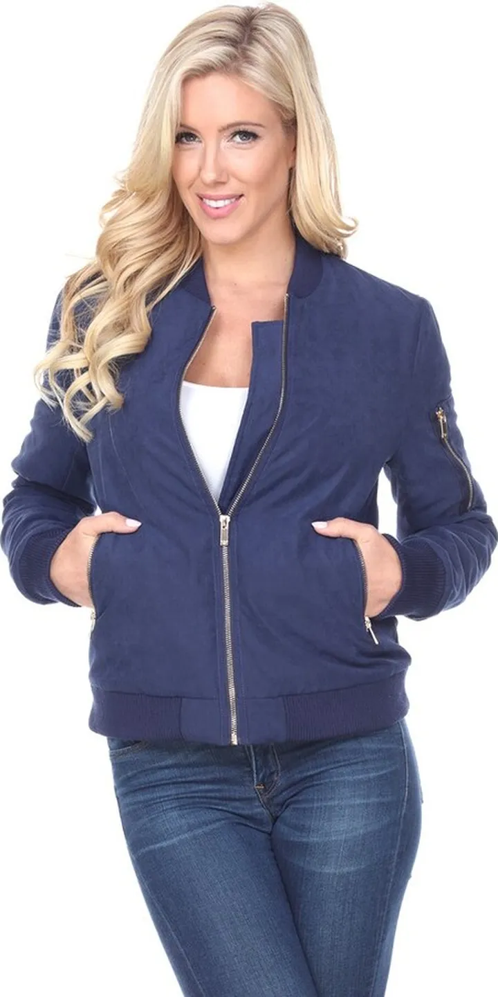 Women's Bomber Jacket Blue Large - White Mark