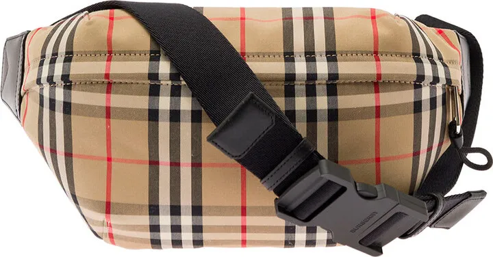 Sonny Beig Belt-bag In Tech Canvas With Vintage Check Pattern Burberry Man