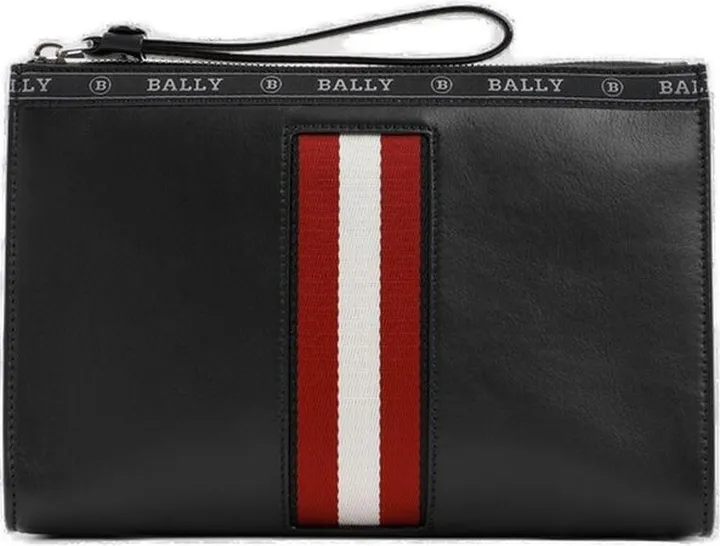 Bally Logo Tape Zipped Clutch Bag